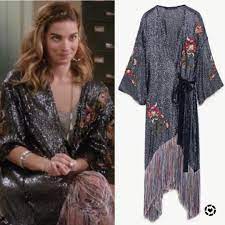 Alexis Roses Sequin Floral Fringe Kimono Floral Fringe Kimono Fringe Kimono Famous Fashion