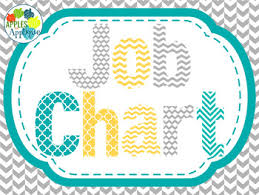 Classroom Job Chart In Yellow Teal And Gray