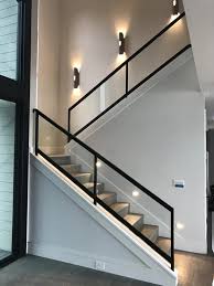 Interior Steel And Glass Railing On Stairs In Tiburon Project Spring Home Stairs Design Stair Railing Design Stairs Design