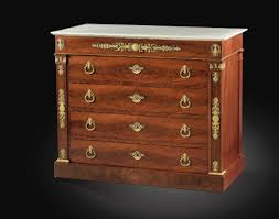 A Pair Of Giltbronze Mounted Mahogany Commodes One Forming Secretaire Empire Circa 1815 Commode Mobilier Objet D Art