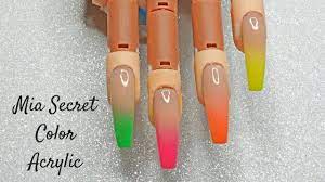 Ombre Rainbow Nails Mia Secret Color Acrylic Youtube Rainbow Nails Acrylic Nail Shapes Pink Acrylic Nails