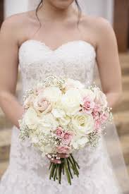 Wedding Bridal Bouquet With Light Pink Light Peach And Ivory Roses With Baby S Breath Bridal Bouquet Pink Light Pink Bridal Bouquet Hydrangea Bridal Bouquet