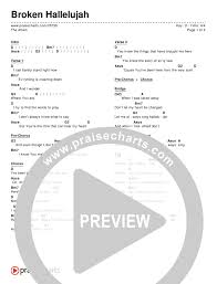 Broken Hallelujah Chord Chart Editable The Afters