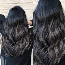Black hair looks great highlighted every color, giving contrast to pop against. Her Hair Looks Amazing After 7 Month Regrowth And Just Do A Toner This Time Subtle Smoky Ash Br Brunette Hair Color Brown Hair Balayage Black Hair Balayage