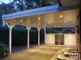 Flachdach Carport Aus Holz Mit Kunststofffassade In Weiss Carport Flachdach Kunststofffassade Carport Modern