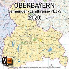 08661 / 983 88 38 Oberbayern Vektorkarte Gemeinden Landkreise Postleitzahlen Plz 5 Grebemaps Kartographie