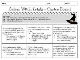 This Assignment Permits Students To Select From 6 Options Regarding The Salem Witch Trials Students Have Flexibili Salem Witch Trials Witch Trials Salem Witch