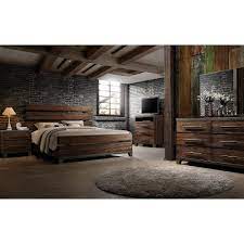 Modern Rustic Brown 6 Piece King Bedroom Set Forge Rustic Bedroom Furniture Modern Rustic Bedrooms Bedroom Set