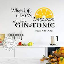Here you can find a wide range of fantastic yellow wall decals which represents among the best wall stickers available anywhere on line. When Life Gives You Lemons Add Gin Kitchen Wall Stickers Funny Home Wall Quote Decor Decals