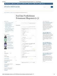 Maybe you would like to learn more about one of these? Soal Dan Pembahasan Persamaan Eksponen 1 5 Istana Mengajar Pdf