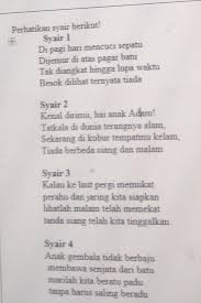 Download gratis kumpulan lagu anak anak indonesia lirik x carta de. Syair Yang Paling Tepat Struktur Nya Adalah A Syair 1b Syair 2c Syair 3d Syair 4 Brainly Co Id