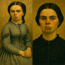 Olive Oatman, who survived a wagon train massacre and was tattooed by the  Mohaves who adopted her. She was part of a Mormon family, who broke with  the main church after the
