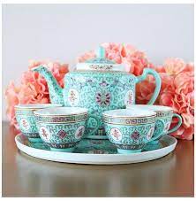 Chinese Porcelain Famille Rose Turquoise Tea Set Teapot 4 Etsy Chinese Teapot Set Chineseteapotset Be Chinese Tea Set Tea Pots Vintage Porcelain Tea Set