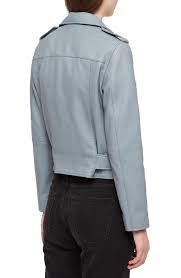 Allsaints Balfern Lambskin Leather Biker Jacket In Blue Lyst