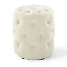 Ottomans & storage ottomans : Ivory Cream Velvet Totally Tufted Round Ottoman Footstool Round Tufted Ottoman Ottoman Footstool Round Ottoman