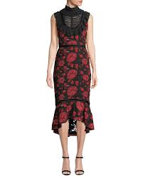 Alice Olivia Evelina High Neck Sleeveless Floral Lace Cocktail Dress W Ruffle Bib Cocktail Dress Lace Casual Cocktail Dress Trendy Cocktail Dresses