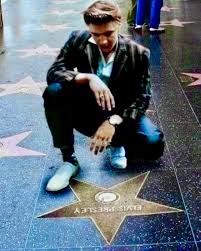 Elvis Presley kneels by his star on the Hollywood Walk of Fame, outside  Grauman's Chinese Theatre, February 1960.” Elvis Presley received his star  on the Hollywood Walk of Fame on February 8,