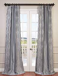 Buy Chai Silver Grey Designer Embroidered Curtain Faux Silk Curtains Half Price Drapes Silk Curtains