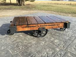 Linebery Factory Cart Railroad Cart Coffee Table Coffee Table Cart Coffee Table Vintage Industrial Furniture