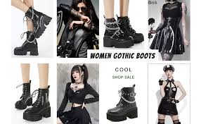 Aesthetic grunge outfit, goth aesthetic, aesthetic fashion, outfits casual, indie. Amazon Com Heelchic Women Sexy Chain Ankle Goth Platform Boots Zipper Boots Ankle Bootie