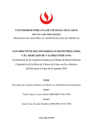 Check spelling or type a new query. Los Objetivos Del Desarrollo Sostenible Ods Y El Mercado De Valores Peruano Contribucion De Las Empresas Listadas En El Indice De Buen Gobierno Corporativo De La Bolsa De Valores De Lima Con
