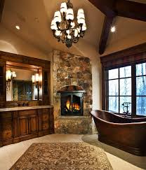 Master Bath With Copper Soaking Tub And Fireplace Paula Berg Design Home Dream Bathrooms My Dream Home