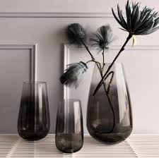 Black Smoked Glass Vase By The Forest Co Glass Vase Decor Large Glass Vase Smoked Glass
