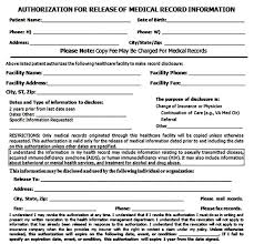Sample Medical Records Release Form Medical Records Medical Health History