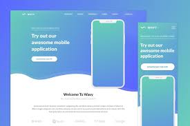 Wavy Mobile App Landing Template Templates Mobile App Mobile Application