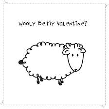 Sheep lamb outline template for activity printable pdf outlined. Wooly Be My Valentine Free Printable Card