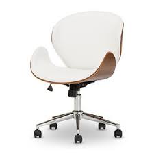 Baxton Studio Bruce White Walnut Contemporary Task Chair Lowes Com Contemporary Office Chairs Modern Office Chair Modern Desk Chair