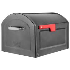 Architectural Mailboxes Centennial Metallic Pewter With Red Flag Extra Large Capacity Post Mount Mailbox Architectural Mailboxes Mounted Mailbox Post Mount