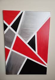 Black And White Geometric Wall Design Abstract Red Black White Silver Canvas Art Wall Decor Wall Hanging Diy Canvas Wall Art Canvas Art Wall Decor Red Paintings Canvas