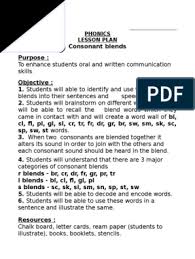 Cvc ccvc and cvcc word list. Blends Session Plan K2 Nirali Phonics Phonology