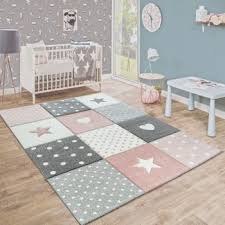 Kinderteppich Karo Herzen Sterne Rosa Grau Grau Herzen Karo Kinderteppich Grau Herzen Kinder Zimmer Babyzimmer Wandgestaltung Graues Kinderzimmer