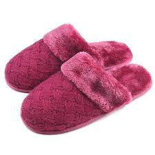 Women Soft Cozy Plush Warm Home Slippers Non Slip Cable Knit Indoor House Shoes Wine Red Cw186rc60s4 House Shoes House Slippers Footwear Design Women