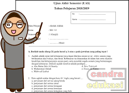 Download soal pas/uas smp kelas 7, 8, dan 9. Soal Uas Aqidah Akhlak Kelas 12 Semester 1
