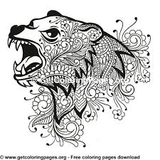 Bear Head Zentangle Tribal Style Coloring Pages Tribal Bear Bear Coloring Pages How To Draw Hands