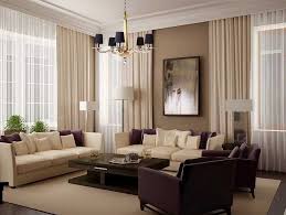 Beige Or Purple Living Room Design Ideas With Beige Wall Paint Combined With Decorating Cur Elegant Living Room Curtains Living Room Modern Living Room Windows