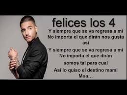 Maluma baby, apenas sale el soy y tú te vas corriendo, sé que 'felices los 4' se estrenó el 21 de abril de 2017. Maluma Felices Los 4 Letra Youtube