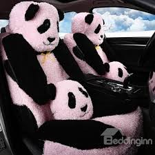 Lovely And Cute Panda Pattern Design Winter Warm Plush Material Comfortable Universal Car Seat Cover Panda Items Cute Panda Panda