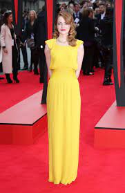#emma stone #emma stone vogue cover #emma stone nina ricci #emma stone style #the emma stone about the red lanvin dress she wore to the baftas ( from harpers bazaar nov.2011). Emma Stone In Yellow Versace Kleider