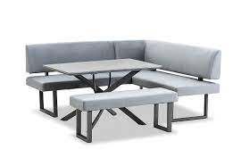 This armless dining banquette bench has a gently flared tight seat to accommodate two. Grey Aubrey Corner Dining Suite Amart Furniture