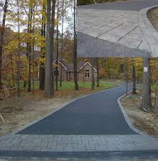 New Asphalt Driveway With A Stamped Concrete Apron And Border Asphalt Driveway Driveway Landscaping Stamped Concrete Driveway