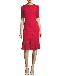 B43pa Carolina Herrera Elbow Sleeve Lace Flared Hem Cocktail Dress Cocktail Dress Lace Cocktail Dresses With Sleeves Dresses