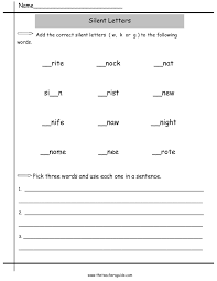 The most common silent letters (they influence pronunciation of other vowels) are the letters e that follow a vowel and a consonant (e.g. Worksheets With Silent Letters Printable And Free Silentgkw Counting Coins Practice Math Silent K Worksheets Free Worksheets Grade 9 Math Exam Papers 2015 11th Grade Math Test Math Algebraic Expressions Worksheets Physics