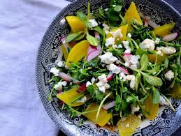 Pea Shoot Sunflower Sprout And Yellow Beet Salad With Goat Cheese Beet Salad Goat Cheese Salad Sunflower Sprouts Recipe