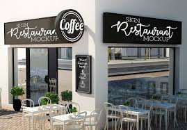Cafe Facade Mockup By Mclittle Stock On Creativemarket Cafe Exterior Restaurant Restaurant Signage