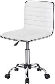 Beautiful Topeakmart Pu Leather Low Back Armless Desk Chair Ribbed Armless Swivel Task Chair Office Chair Wheel In 2020 White Desk Chair White Swivel Chairs Desk Chair
