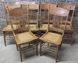 Set Of 6 Antique C1900 Victorian Press Back Oak Dining Chairs Caned Seats Look 1 Lgw Antique Dining Room Chairs Antique Dining Chairs Modern Wood Dining Chair